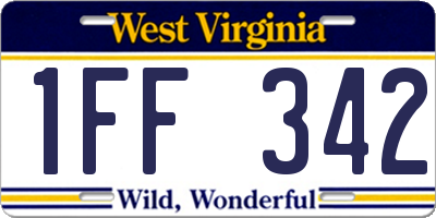 WV license plate 1FF342