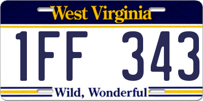 WV license plate 1FF343
