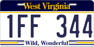 WV license plate 1FF344