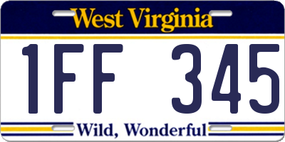 WV license plate 1FF345