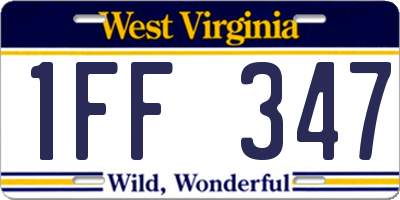WV license plate 1FF347