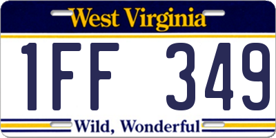 WV license plate 1FF349