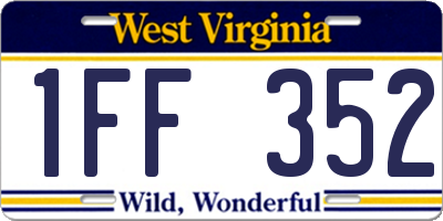 WV license plate 1FF352