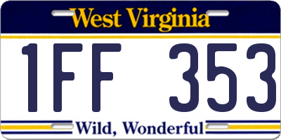 WV license plate 1FF353
