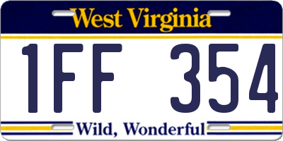 WV license plate 1FF354