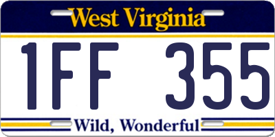 WV license plate 1FF355