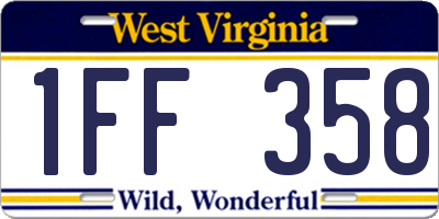 WV license plate 1FF358