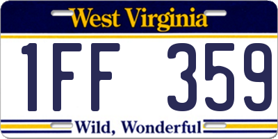 WV license plate 1FF359