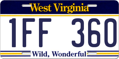 WV license plate 1FF360