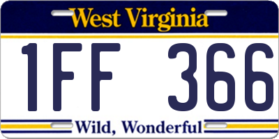 WV license plate 1FF366