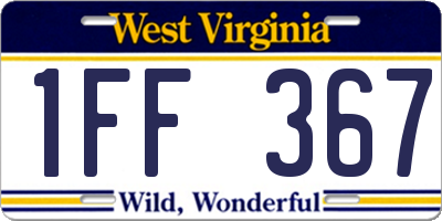 WV license plate 1FF367