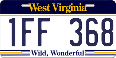WV license plate 1FF368