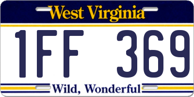 WV license plate 1FF369