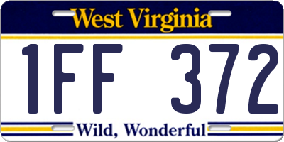 WV license plate 1FF372