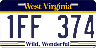 WV license plate 1FF374