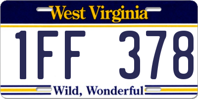 WV license plate 1FF378