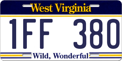 WV license plate 1FF380