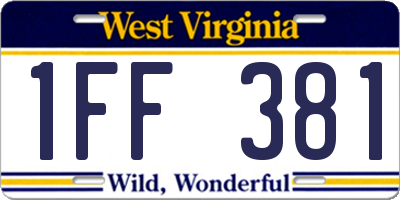 WV license plate 1FF381