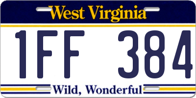 WV license plate 1FF384