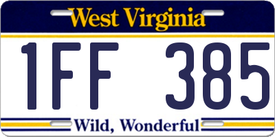 WV license plate 1FF385