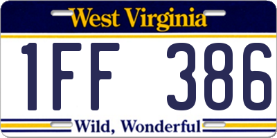 WV license plate 1FF386