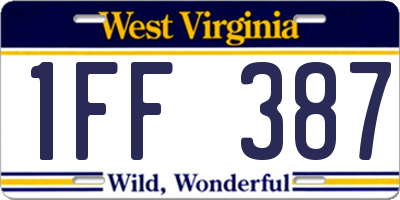 WV license plate 1FF387
