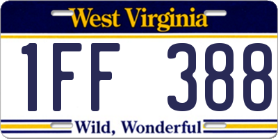 WV license plate 1FF388