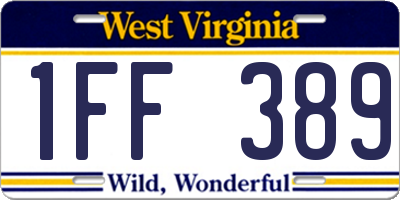WV license plate 1FF389