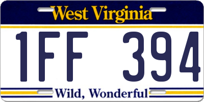 WV license plate 1FF394