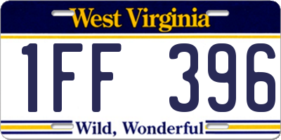 WV license plate 1FF396