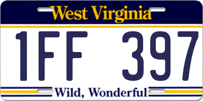 WV license plate 1FF397