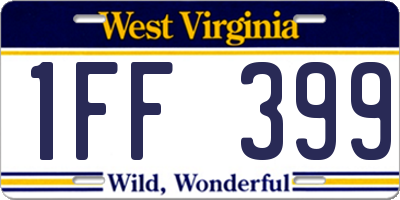 WV license plate 1FF399