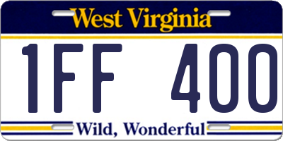 WV license plate 1FF400