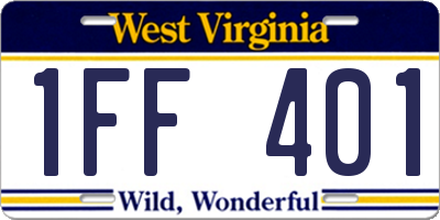WV license plate 1FF401