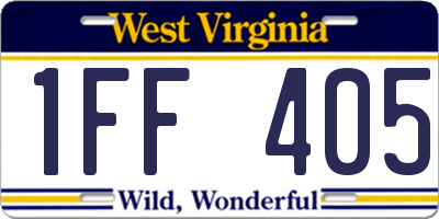 WV license plate 1FF405