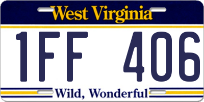 WV license plate 1FF406