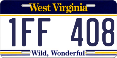 WV license plate 1FF408