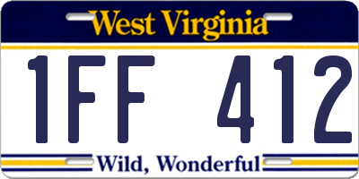 WV license plate 1FF412