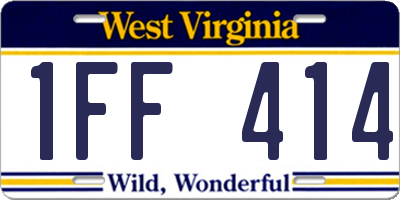 WV license plate 1FF414