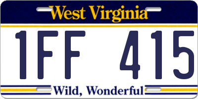 WV license plate 1FF415