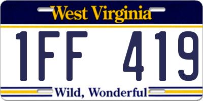 WV license plate 1FF419