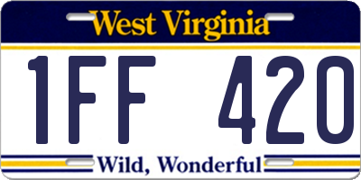 WV license plate 1FF420