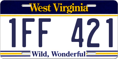 WV license plate 1FF421
