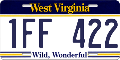 WV license plate 1FF422