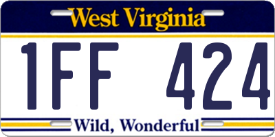 WV license plate 1FF424