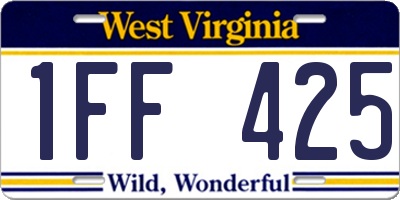 WV license plate 1FF425