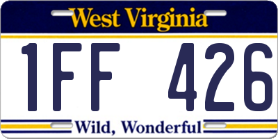 WV license plate 1FF426