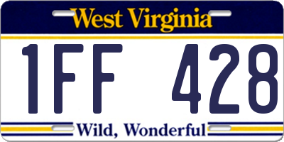 WV license plate 1FF428