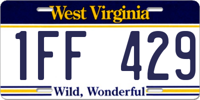WV license plate 1FF429