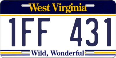 WV license plate 1FF431